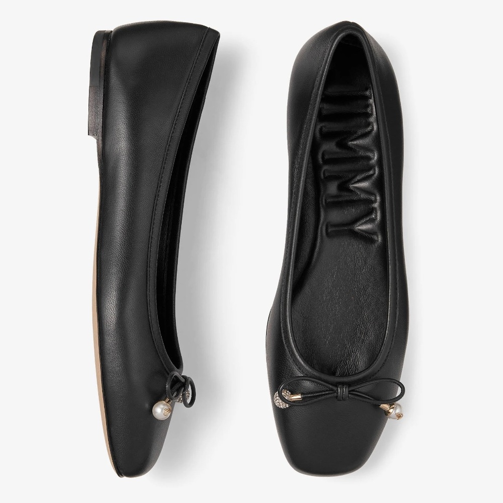 Jimmy Choo Black Elme Leather Flats